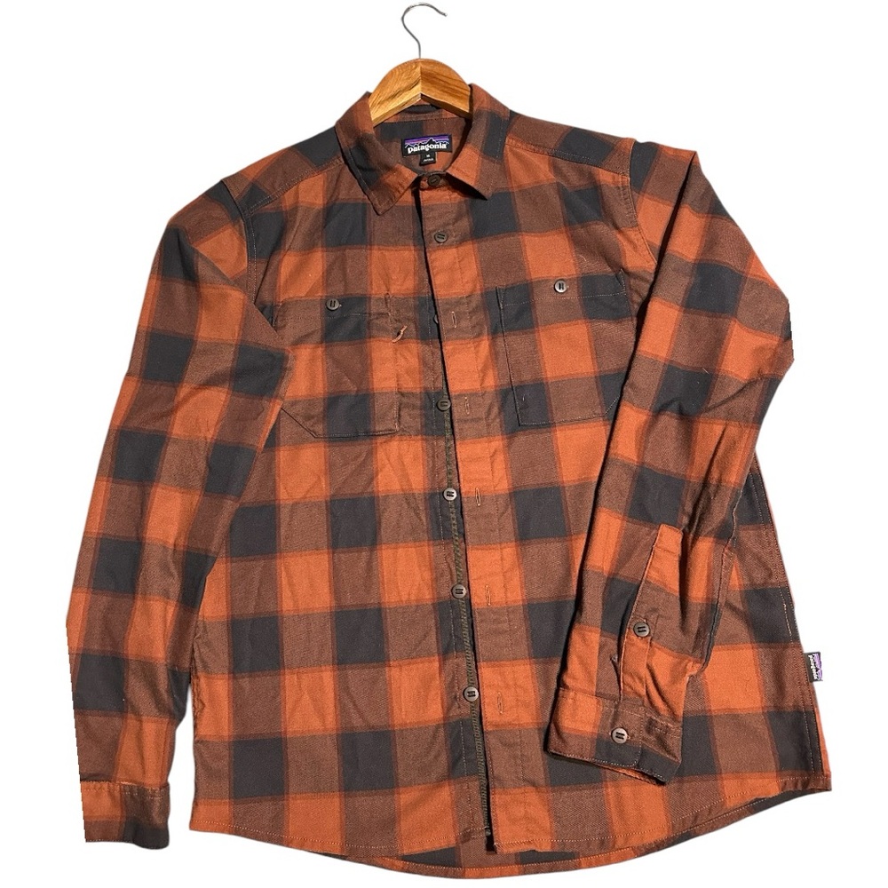 Patagonia Orange and Black Casual Button Down Shirt